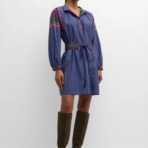 Xirena Yasmeen Geo-Print Blouson-Sleeve Mini Dress Size Small